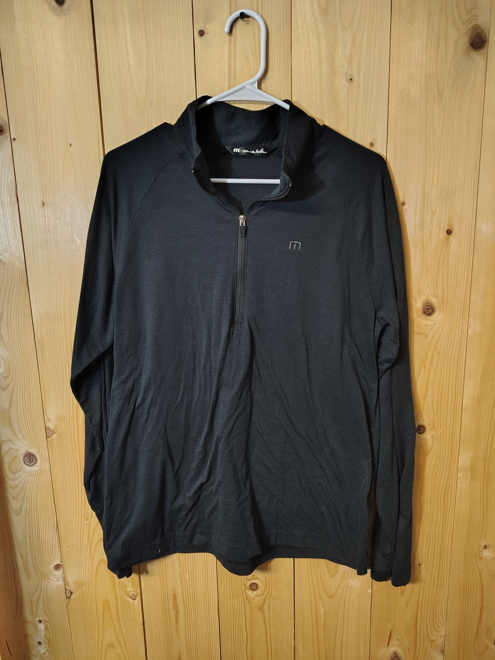 TravisMathew Golf Quarter Zip Pullover Sweater Mens Medium Black Long Sleeve